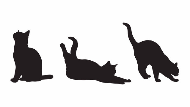 Black cat silhouette vector art showing feline poses for pet lovers and animal enthusiasts design needs