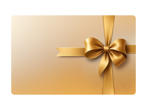 Gold vertical ribbon gift card template with soft shadows and transparent luxury card layout for events - Powered by Adobe