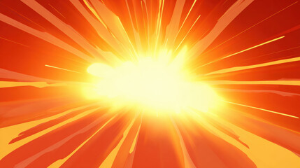 Obraz premium A bright, fiery explosion radiates outward with intense yellow and orange light beams.