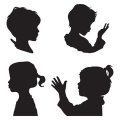 Different pose of children silhouette, Symbol of child