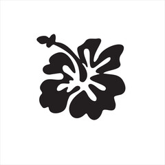 Simple flat black hibiscus flower with minimalistic form. Great for tropical motifs and summer-themed graphics. © zunnaissante