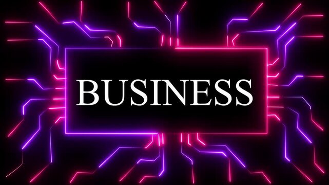  4k video animation. abstract neon motherboard icon . 4k Circuit Board with neon line moving electrons Data Flow Loop Background Animation.