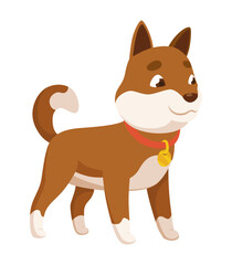 Pet shop icon. Cute little dog. Petshop supermarket. Pet accessory. Vector illustration in flat style clip art