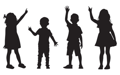 Different pose of children silhouette, Symbol of child