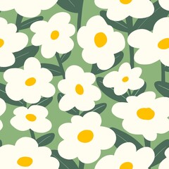 Simple seamless pattern white flower garden pastel background	