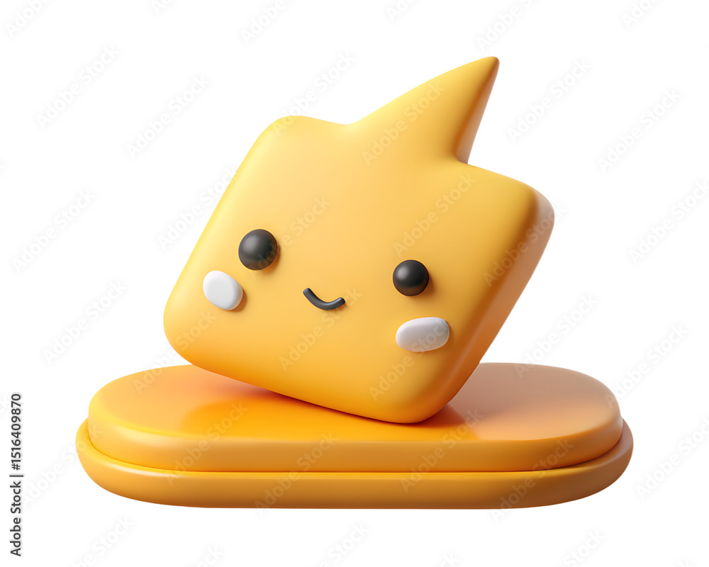 Poster charming 3d rendering of a smiling yellow star icon rendered in a plastic-style design presented on 