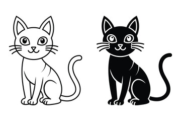 cat silhouette vector line art 