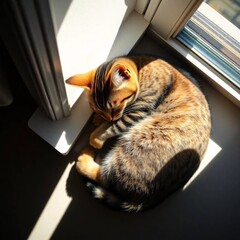 Bengal Kitten Sleeping in Sunbeam
