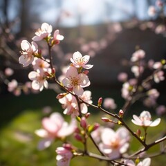 Delicate Pink Blossoms in Spring Sunlight