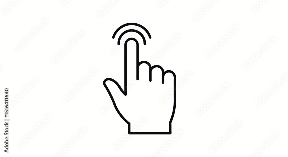 Poster a minimalistic illustration of a hand with a finger pointing up, ready to click or touch.