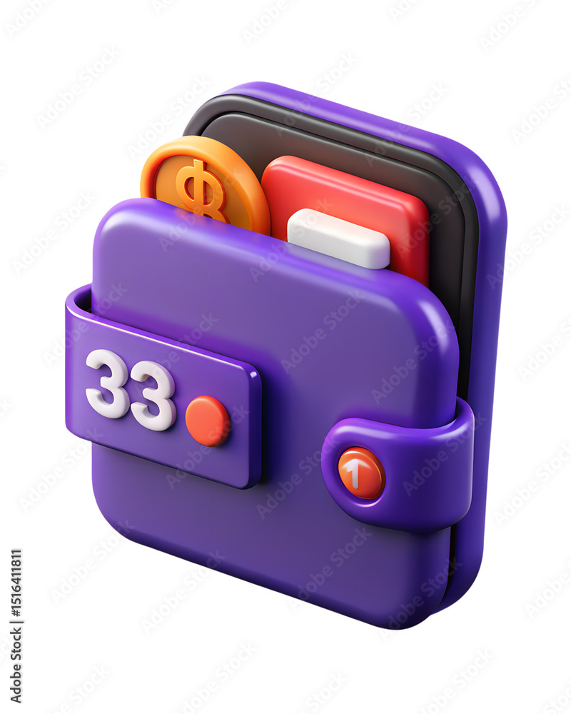 Poster creative 3d rendering of a digital wallet with financial elements representing modern finances and m
