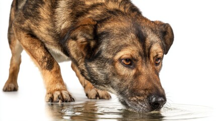 A dog drinking water, close-up