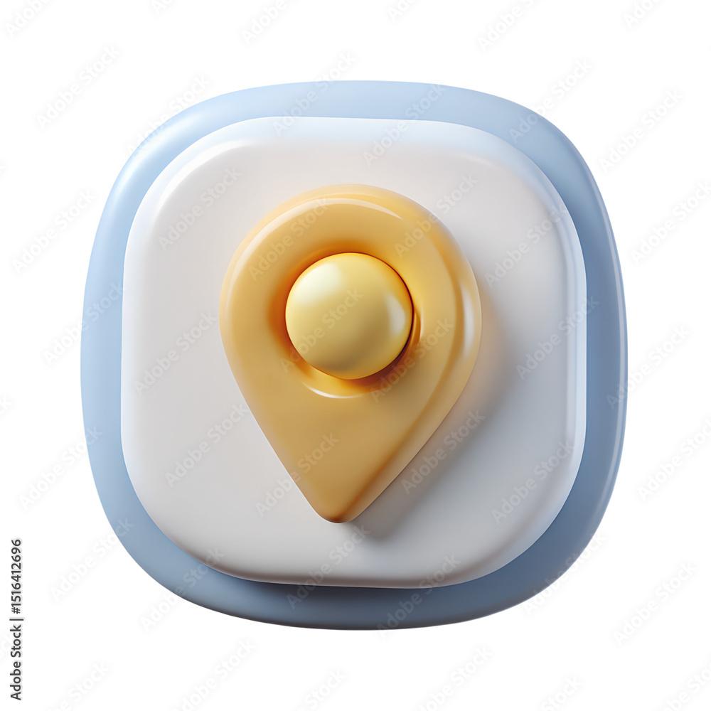 Poster minimalist 3d rendering of a location pin icon with a plastic-style aesthetic for modern navigation 