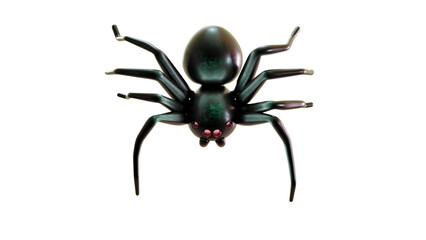 black spider with red eyes scary hunter top view 3D rendering
