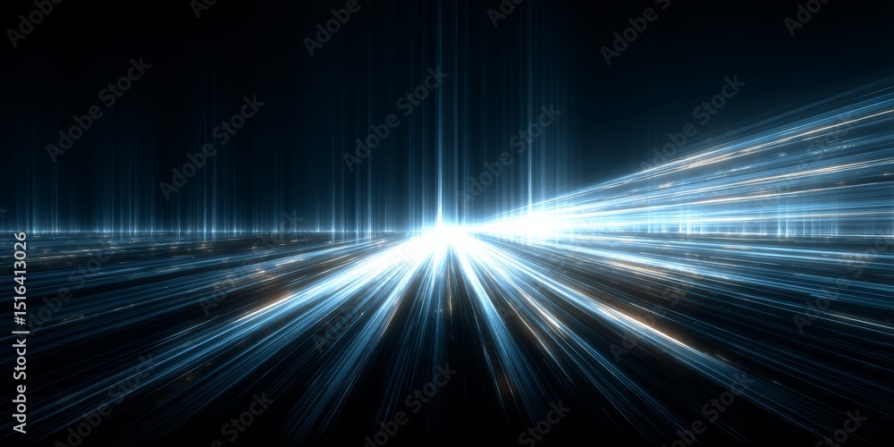 Leinwandbilder Exploration of Dynamic Light Rays in an Abstract Composition Creating a Sense of Depth and Energy in a Mesmerizing Blue Hue
