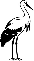 Black and white stork illustration