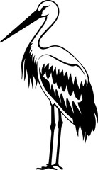 Black and white stork illustration