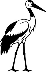 Black and white stork illustration