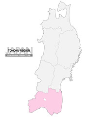 日本地図 東北地方 福島県 県境有り 03