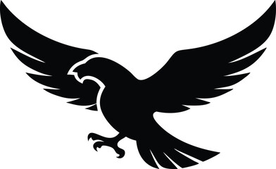 Fototapeta premium A majestic black silhouette of a flying eagle depicted with outstretched wings and ready for flight