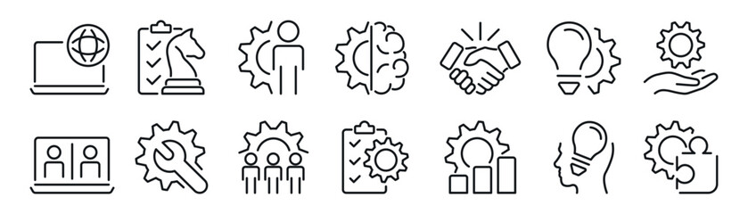 Workshop set of web vector outline icon