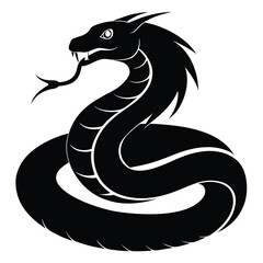 Obraz premium Black cobra serpent illustration depicting a powerful silhouette on a clean white background design