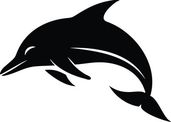 Obraz premium Black dolphin silhouette jumping vector design illustrating marine life and ocean creatures for creative uses