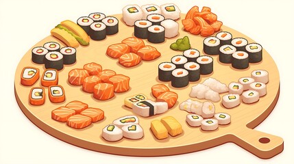 Sushi Platter Illustration