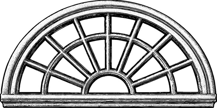 Engraved illustration of ogival window design for architectural decoration