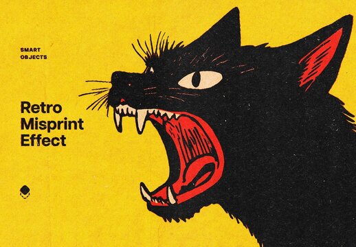Retro Misprint Design Effect Mockup