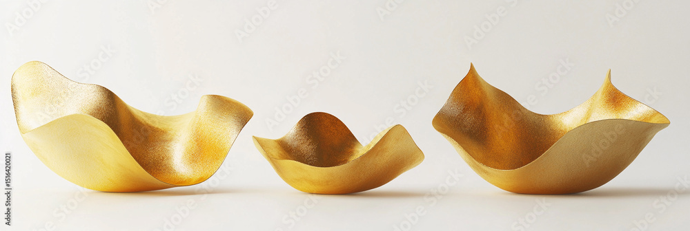Aufkleber Elegant abstract gold shapes in modern design setting Generative AI