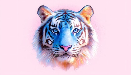 Tiger Portrait, Pink Background
