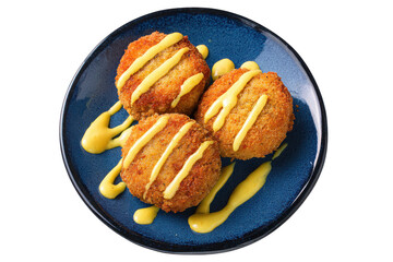 Crispy Fried Fish Cakes with Creamy Mustard Sauce