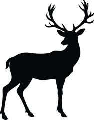 Fototapeta premium Black silhouette vector design depicting a deer with large antlers suitable for various artistic applications