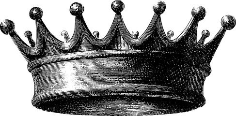 Detailed engraving of classic paper crown design for artistic projects
