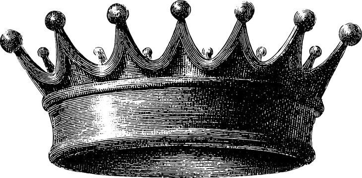 Detailed engraving of classic paper crown design for artistic projects