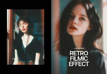 Retro Filmic Poster Photo Effect Mockup