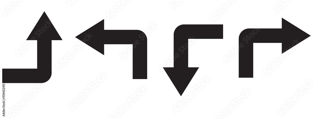 Poster corner up down arrow direction traffic signal. curved arrow navigation concept. arrow icon set on wh