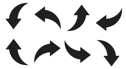 Corner up down arrow direction traffic signal. Curved arrow navigation concept. arrow icon set on white background