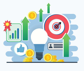 Investment and Financial Growth. Money Saving and Investment Concept Flat Design Vector Illustration with Editable Colors. Financial Growth Strategy and Smart Investing Flat Vector Design. Profitable