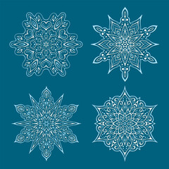 Set of snowflakes. Decoration for new year, christmas and winter holidays. Vector illustration