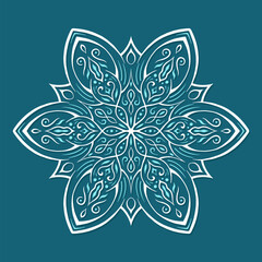 Decoration for New Year Christmas and winter holidays. Snowflake on blue background. Vector illustration 3