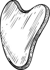 Gua sha stone sketch. Hand drawn vector illustration. Massage, skincare, beauty logo design. NOT AI generated