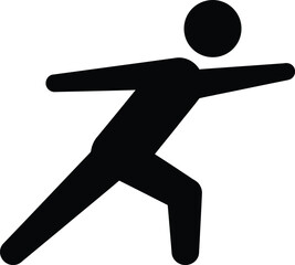 Simple black silhouette of a person in motion suggesting activity and exercise suitable for health and fitness concepts