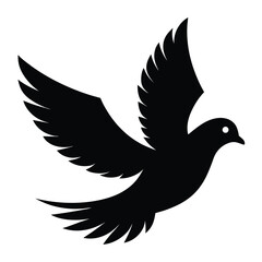 Obraz premium Minimalist black silhouette of a dove in flight representing peace hope and spiritual ideas