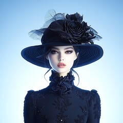 Woman in Hat, Studio Portrait