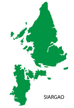 Siargao island Map in green color, the surfing capital of the Philippines