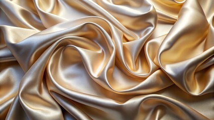 Obraz premium Golden silk satin fabric with a luxurious, soft texture and elegant wave pattern, perfect for a decorative backdrop