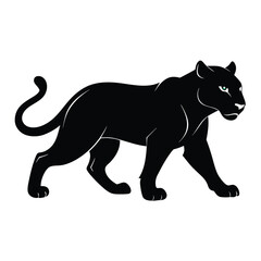 Striking black panther vector illustration depicting the powerful silhouette of a walking wild cat