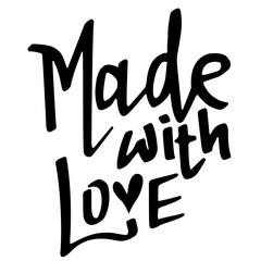 Made with Love. Hand Drawn Modern Lettering with Hearts